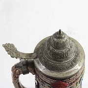 Beautiful ceramic beer mug with metal lid. - 4