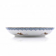 Enameled dish with lotuses and bats, 20th century