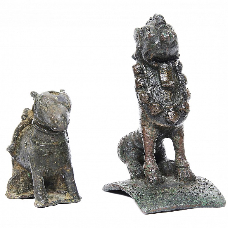 Dos figuras mitológicas de bronce, Indonesia, S.XIX - XX