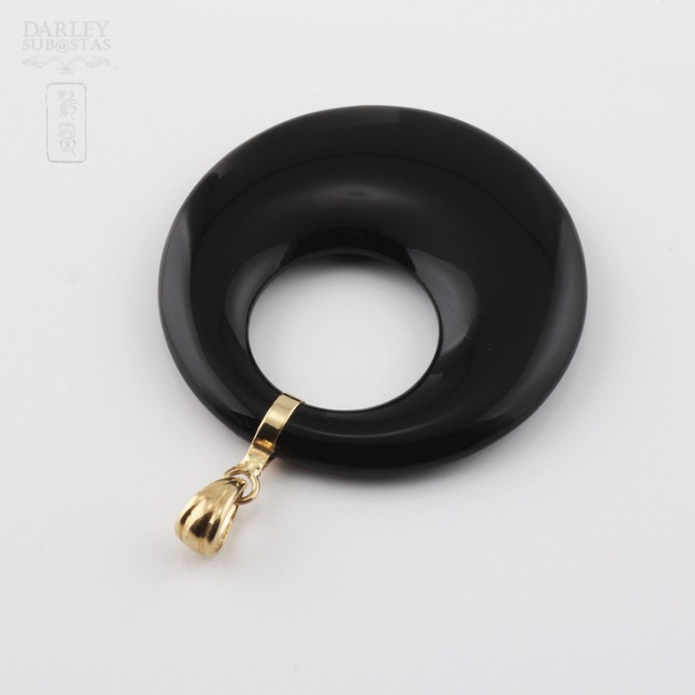 Natural onyx pendant in 18k yellow gold - 1