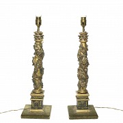 Pair of small columns, with lamp, 18th century
