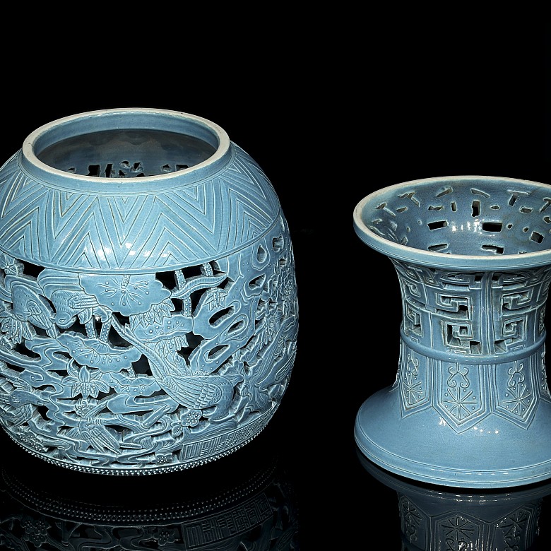 Glazed porcelain lamp, 20th century - 1