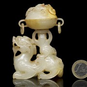 Lámpara de aceite de jade blanco, dinastía Han