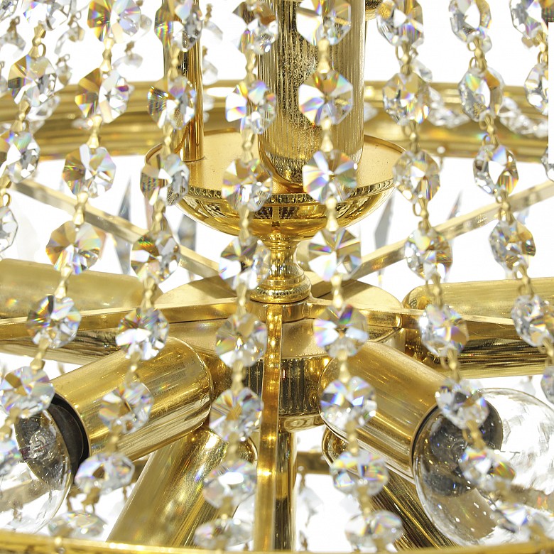 Chandelier and ceiling lamp set, with Swarovski crystals, 20th century