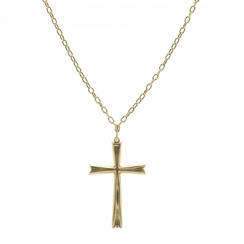 Cross with 18k yellow gold chain