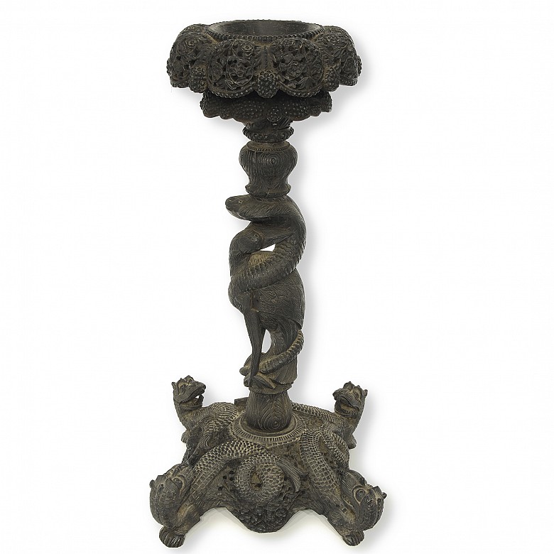 Carved wooden pot stand, 20th century - 1