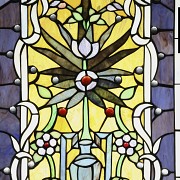 Two stained glass windows with frame, Victorian style, 20th century