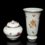 Dos recipientes porcelana esmaltada, Herend Hungary, 1993
