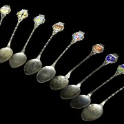 Collection of travel spoons in silver, sterling silver, 800, 20th century