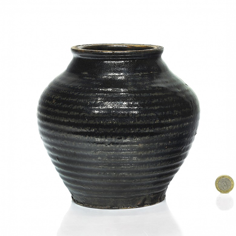 Vasija estriada de cerámica, dinastía Qing - 8