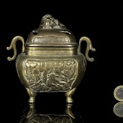 Chinese metal censer with reliefs, 20th century - 7