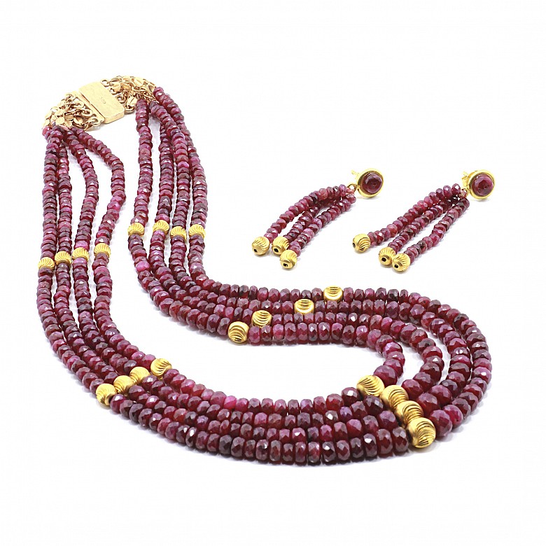 Ruby set in 18k yellow gold. - 2