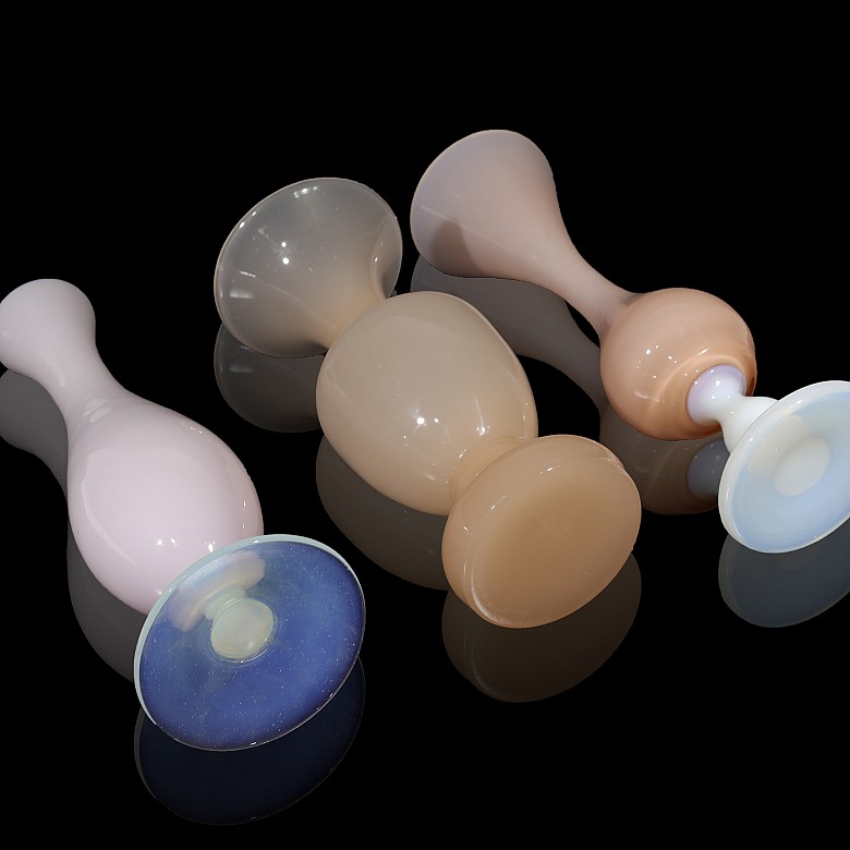 Set of eight opaline glass goblets, S.XX - 4