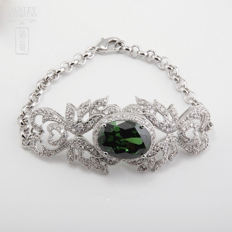 Faller dressing emerald green and silver Rhodium - 4