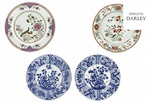 Set of four plates The Compagnie des Indes, 19th century.