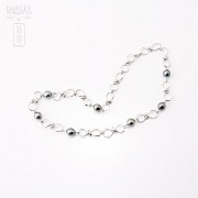 Natural Necklace Tahitian pearls in sterling silver, 925
