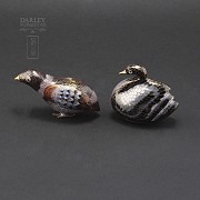 Pair of Chinese cloisonne animals birds - 2