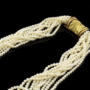 Collar de perlas, oro amarillo de 18 k y una amatista - 3