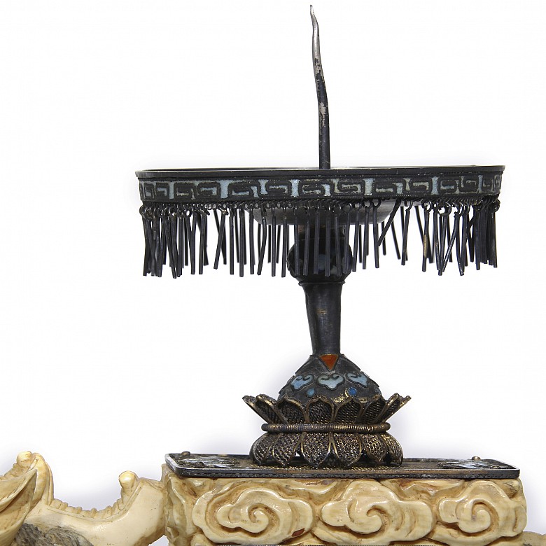 Chinese ivory candlestick, first half of the 20th century.