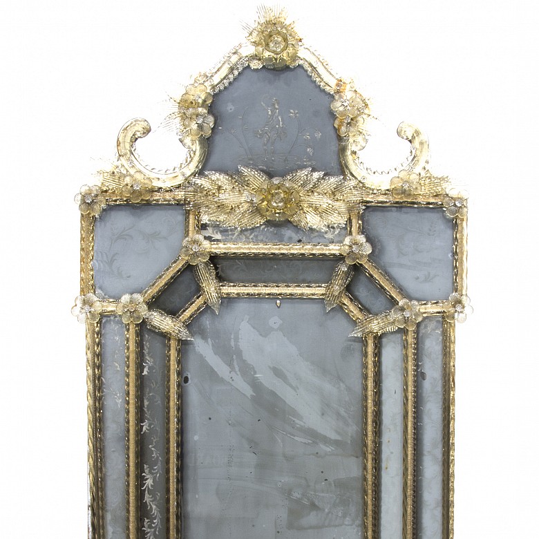 Espejo veneciano de vidrio, ffs.s.XIX