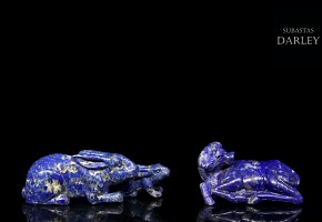 Two lapis lazuli figures of animals, 20th century