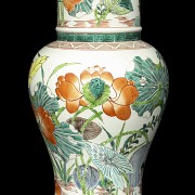 Porcelain vase with lotuses, zun shape, 20th century