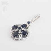 Pendant  sapphire2 .85cts and diamond  in white gold - 2