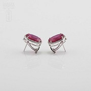 Earrings with ruby10.05cts and diamonds in white gold - 1