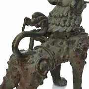 León guardián de bronce, Nepal, S.XIX - 5