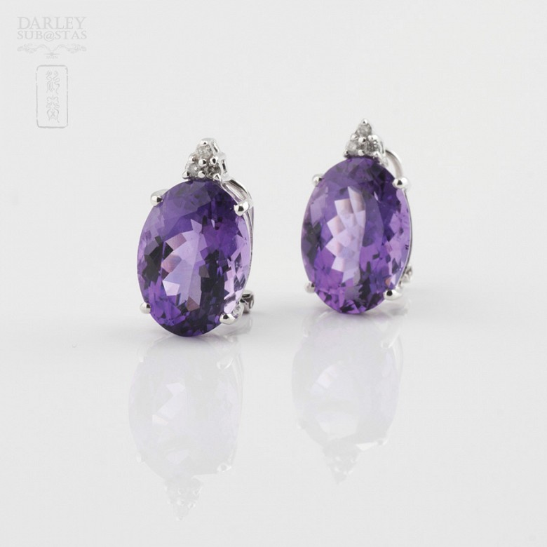 Beautiful amethyst and diamond earrings - 2