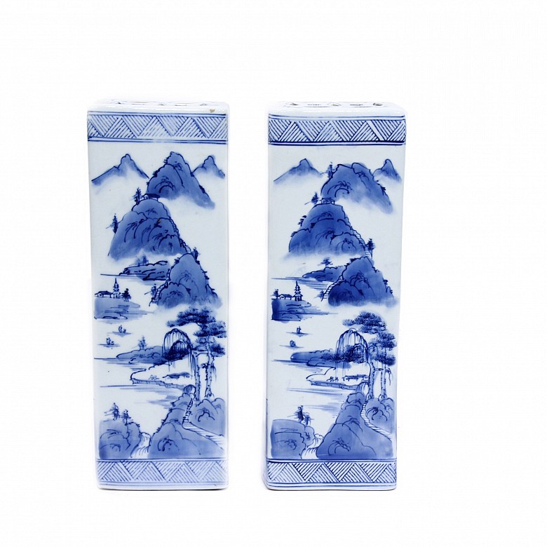 Pair of Chinese rectangular vases