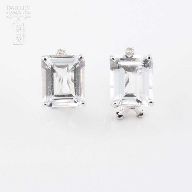 earrings  Aquamarine 10.40cts  and diamond 18k white gold - 4