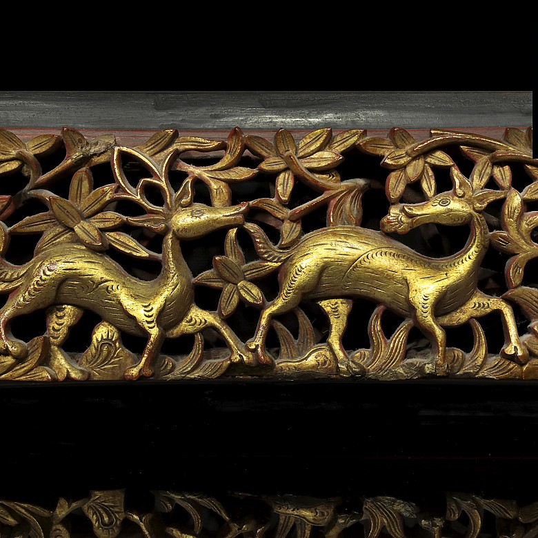 A Indonesian carved wood panels, 20th century