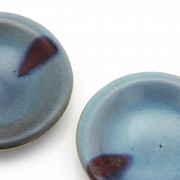 Pareja de pequeños platos de cerámica vidriada, Junyao, Jin/Yuan (1279-1368)