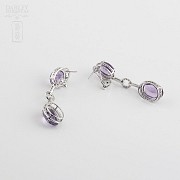 Earrings Amethyst 14,63cts and Diamond0.41cts in White Gold - 1