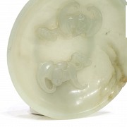Cuenco de jade (笔洗) con murciélagos, dinastía Qing.