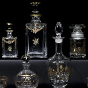 Collection of carved and enameled glass, 19th century