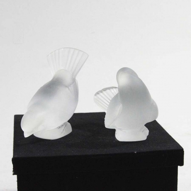Pareja pájaro de cristal Lalique, - 6