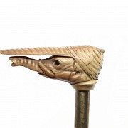 Wooden walking stick and fist in the shape of an elephant's head, pps.s.XX - 1