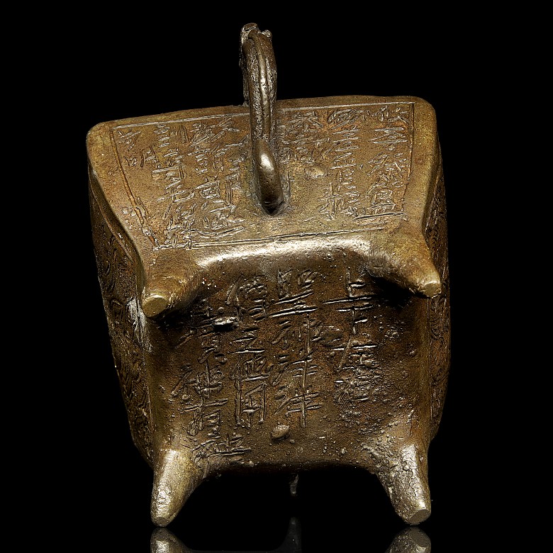 Elegante incensario de bronce chino, dinastía Ming