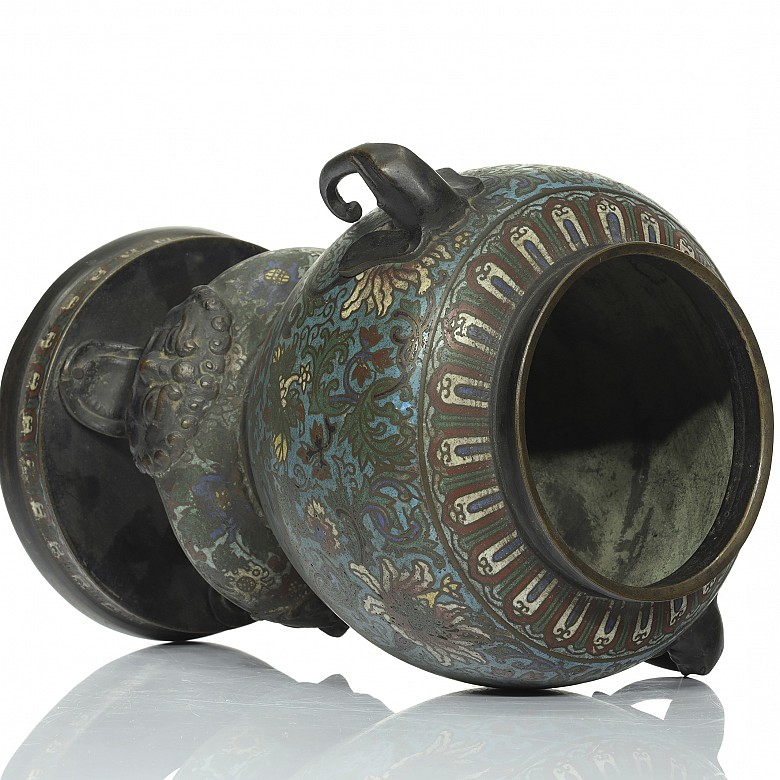 Enamelled bronze cloisonné vase, 20th century - 5