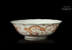 Chinese bowl enameled in red, Daoguang marked
