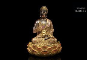 Buda Guanyin de vidrio esmaltado, dinastía Tang