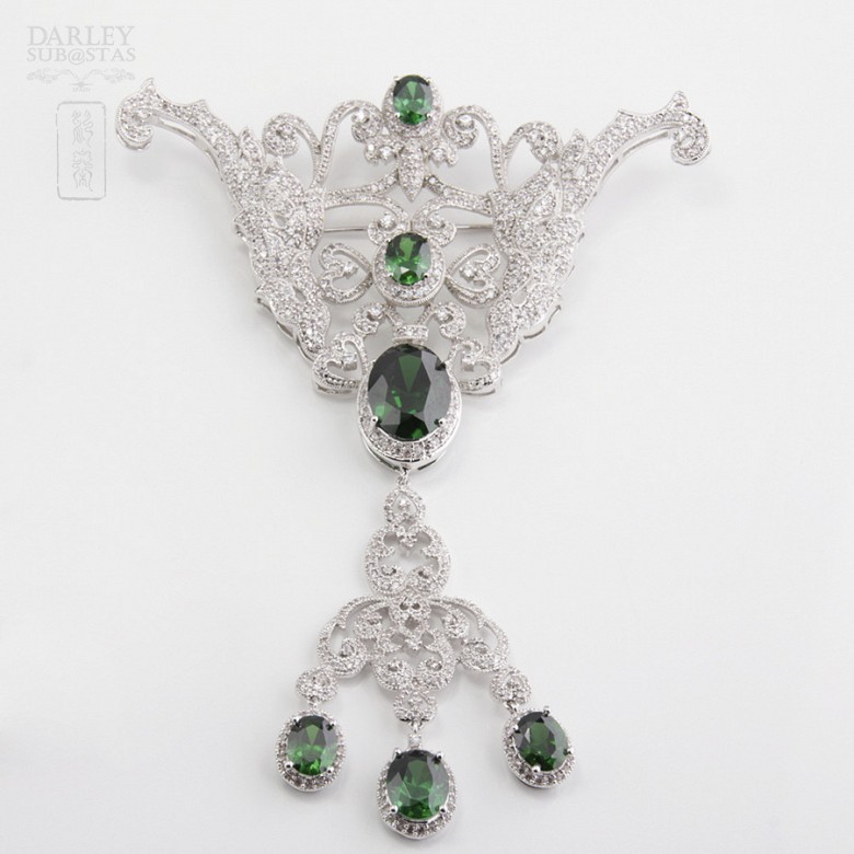 Faller dressing emerald green and silver Rhodium - 1