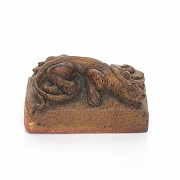 Sello de dragón en bambú tallado, S.XX