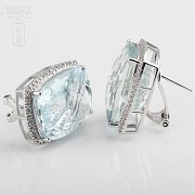 earrings with aquamarine 36.29cts and diamond in white gold - 1