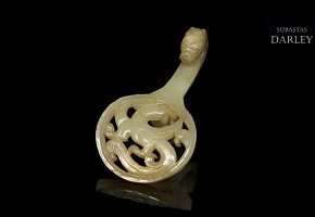 Gancho para cinturón de jade tallado, dinastía Han
