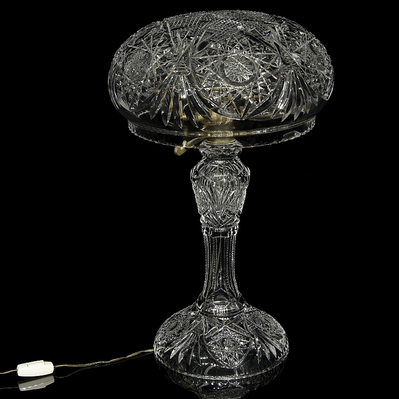 Mushroom-shaped cut-glass lamp, ca. 1920s