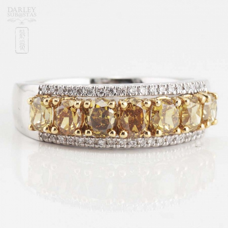 Fantastic 18k gold ring and Fancy diamonds - 3