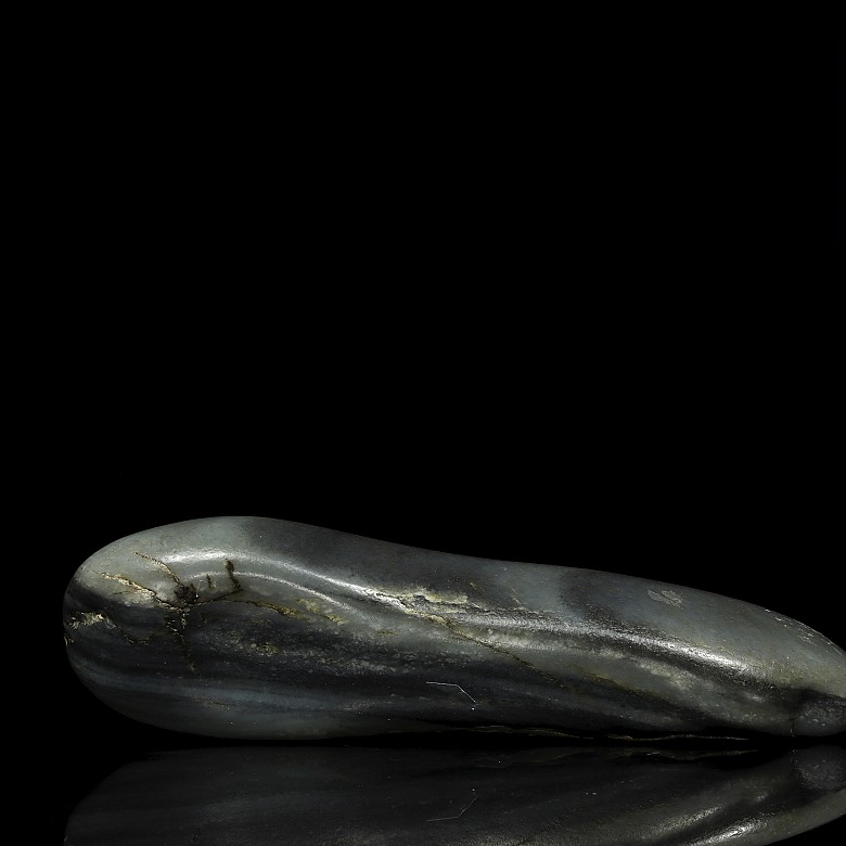 Grey jade pebble with an inscription, Qing dynasty - 4